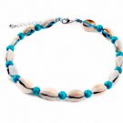 Blue Artilady natural shell choker necklace vintage velvet rope beads natural shell choker boho