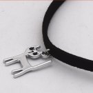 Torques Collar Necklace Women Black Choker Necklace Velvet Leather Maxi Statement Cat Pendant