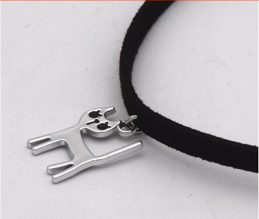 Torques Collar Necklace Women Black Choker Necklace Velvet Leather Maxi Statement Cat Pendant