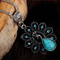 Elegant blue turquoise peacock necklaces natural stone austrian crystal pendant necklace vintage