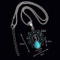 Elegant blue turquoise peacock necklaces natural stone austrian crystal pendant necklace vintage