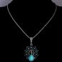 Elegant blue turquoise peacock necklaces natural stone austrian crystal pendant necklace vintage
