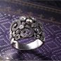 Silver Color Vintage Cocktail Rings Rhinestone Paved Lucky Totem Retro Party Rings Size 8