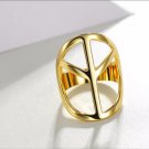 Gold Plated Hollow Out Rings Peace Symbols Finger Rings Female Geometric