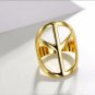 Gold Plated Hollow Out Rings Peace Symbols Finger Rings Female Geometric