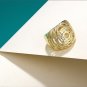 Gold Plated Rings Hollow Out Design Metallic Punk Style Female Wide Rings