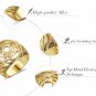Gold Plated Rings Hollow Out Design Metallic Punk Style Female Wide Rings
