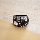 Vintage Black Gun Plated Size Rings for Women Multicolor Rhinestones Paved Female Finger Ring