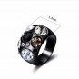 Vintage Black Gun Plated Size Rings for Women Multicolor Rhinestones Paved Female Finger Ring