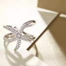 Platinum Plated Copper Starfish Cuff Rings Zircons Wedding Party Finger Ring Adjustable Ring