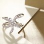 Platinum Plated Copper Starfish Cuff Rings Zircons Wedding Party Finger Ring Adjustable Ring
