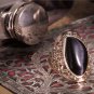Black Resin Cocktail Rings Rhinestone Paved Hollow out Female Finger Ring