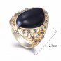Black Resin Cocktail Rings Rhinestone Paved Hollow out Female Finger Ring