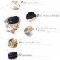 Black Resin Cocktail Rings Rhinestone Paved Hollow out Female Finger Ring