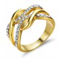 Gold Plated Multilayer Size Rings For Women Rhinestone Paved Twisted Design