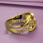 Gold Plated Multilayer Size Rings For Women Rhinestone Paved Twisted Design