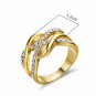 Gold Plated Multilayer Size Rings For Women Rhinestone Paved Twisted Design