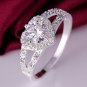 Silver Plated Crystal Love Heart Shaped Ring Bridal Wedding Jewelry
