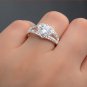 Silver Plated Crystal Love Heart Shaped Ring Bridal Wedding Jewelry