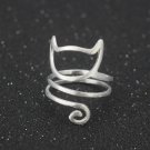 Free shipping sterling silver r wire winding cute cat adjustable ring