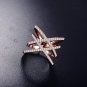 Fashion Rings Double Letter X Shape Ring Zirconia Micro Paved Silver Plated Women Anel