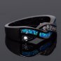 Vintage Black Gold Plated Wave Blue Opal Rings Wholesale Fashion Jewelry Party Cocktail Ring