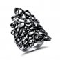 New Vintage Silver Color Hollow Out Wide Rings for Women Rhinestone