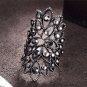New Vintage Silver Color Hollow Out Wide Rings for Women Rhinestone