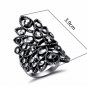 New Vintage Silver Color Hollow Out Wide Rings for Women Rhinestone