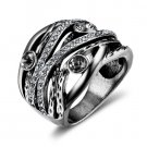 New Vintage Silver Color Women Multilayer Wide Rings Retro Rhinestone