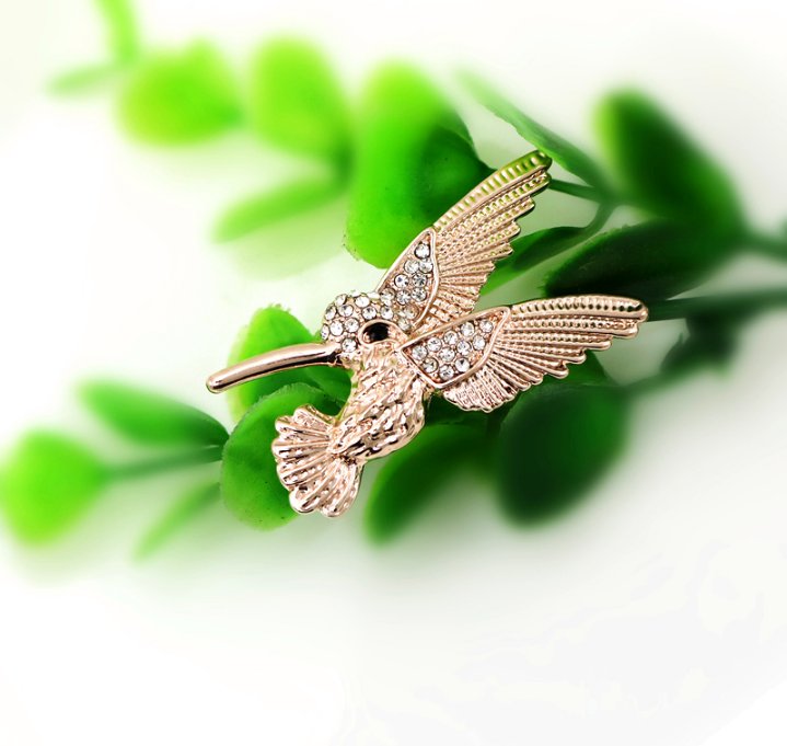 Fashion Jewelry Rhinestone Hummingbird Brooch Pin Cute Animal Bird Pin