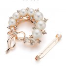 Wedding Bridal Dual Purpose Imitation Pearl Brooches Pin Flower Rhinestone Scarf Clip Crystal