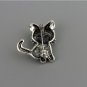 Crystal Cute Little Cat Brooches Pin Up Jewelry Women Suit Hats Clips Antique Silver