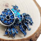 Cute Blue Crystal Fish Brooches Pin Animal Shinny Goldfish Brooch for Women Gift