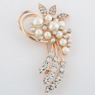 Fashion Jewelry High Quality Vintage Brooch Pins Austria Crystals Imitation Pearl Flower