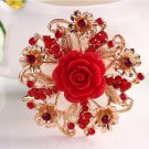 Fashion Resin Rose Flower Brooch Pin Birthday Gift Rhinestone Wedding Bridal Brooch
