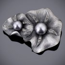 Elegant Double Flower Brooches Women Gun Matel Vintage