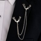 Fashion Good Luck Animal Deer Personalized Chain Tassel Alloy Collar Brooch Pin