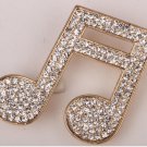 Music note brooch pin for women girls austrian crystal summer jewelry gold color