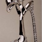 Cinderella shoes brooch pin for women girls austrian crystal cute fashion jewelry silver color