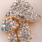 Mushroom brooch pin for women austrian crystal gold color jewelry gifts