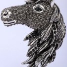 Horse brooch pin pendant for women girls crystal jewelry animal charm antique