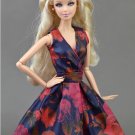 Handmade Unique Doll Clothes Red Black Flower Dress For Barbie