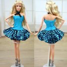 Doll Accessories Blue Clothes For Barbie Doll House Dress Party Gown Summer Short Dresses Vestidos