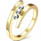 Simple design gold color finger ring with AAA zircon 8 # woman fashion jewelry