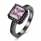 Top luxury brand black gun plated square finger ring with AAA zircon woman fashion jewelry