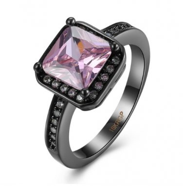 Top luxury brand black gun plated square finger ring with AAA zircon woman fashion jewelry