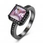 Top luxury brand black gun plated square finger ring with AAA zircon woman fashion jewelry