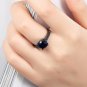 Black Gun plating Finger Ring with AAA Zircon Blue color Woman Fashion Jewelry