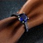 Black Gun plating Finger Ring with AAA Zircon Blue color Woman Fashion Jewelry